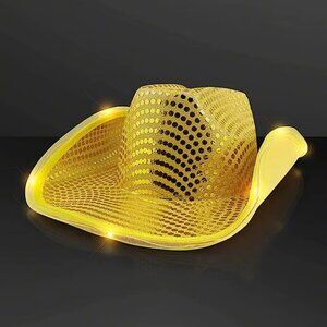 Yellow Sequin Light Up LED Flashing Cowboy Hat with Sequins LEDS,Cowgirl,Western